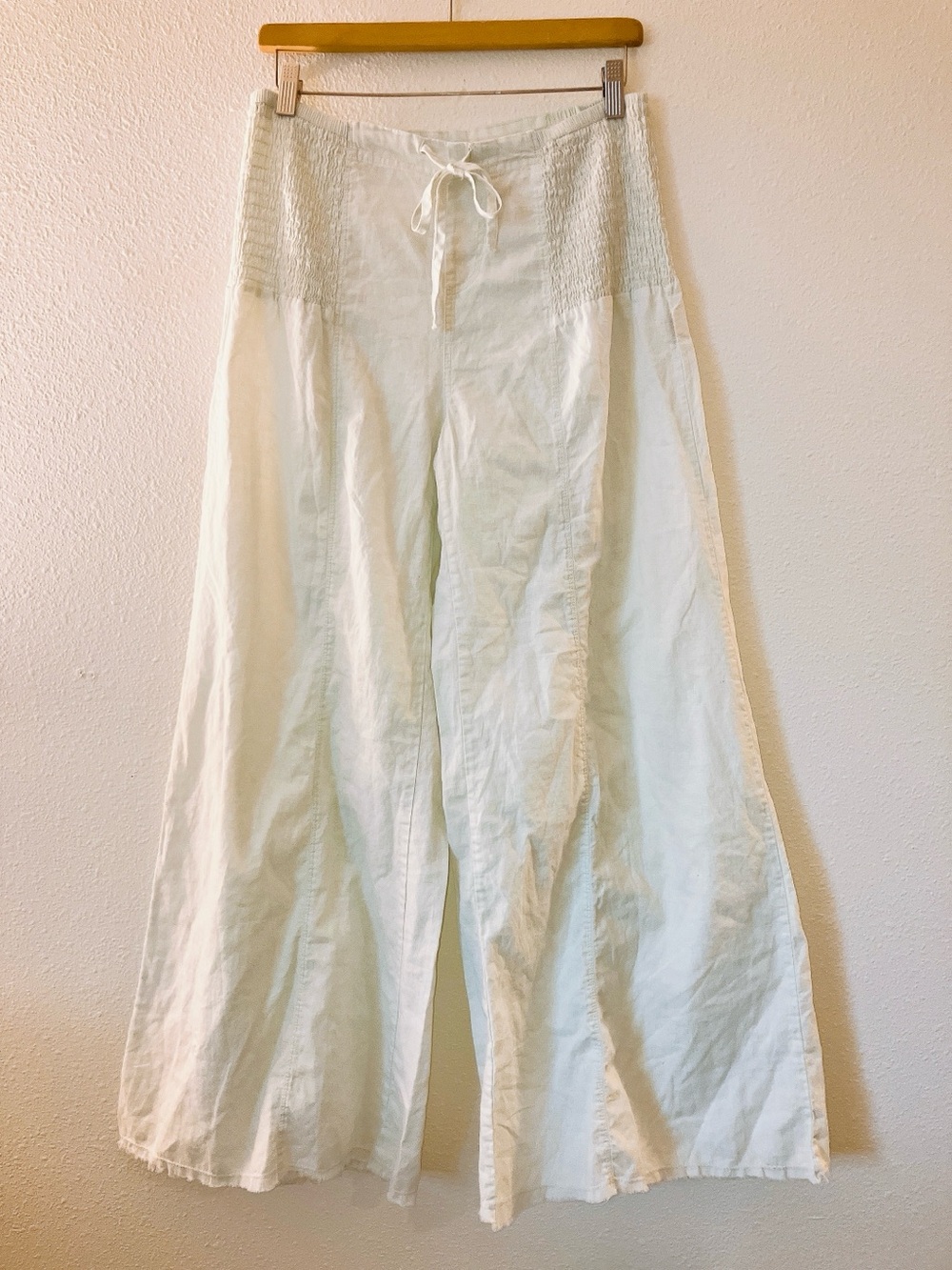 Wearables Kaj Wide-Leg High-Rise Cotton Linen Pants Small Bohemian Relaxed